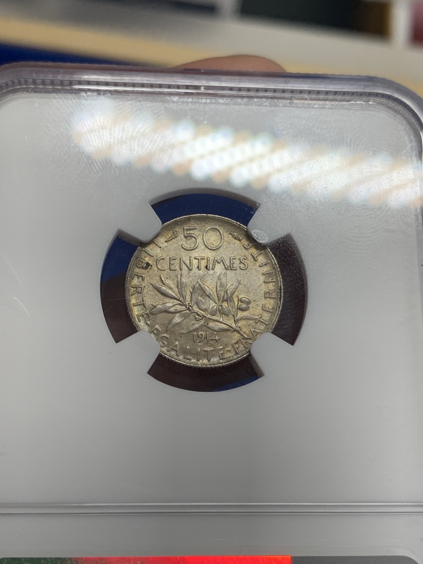 《竞宝斋》第198场-周日，周一 2场 (全场包邮) NGC MS63 法国1914年播种女神50分银币