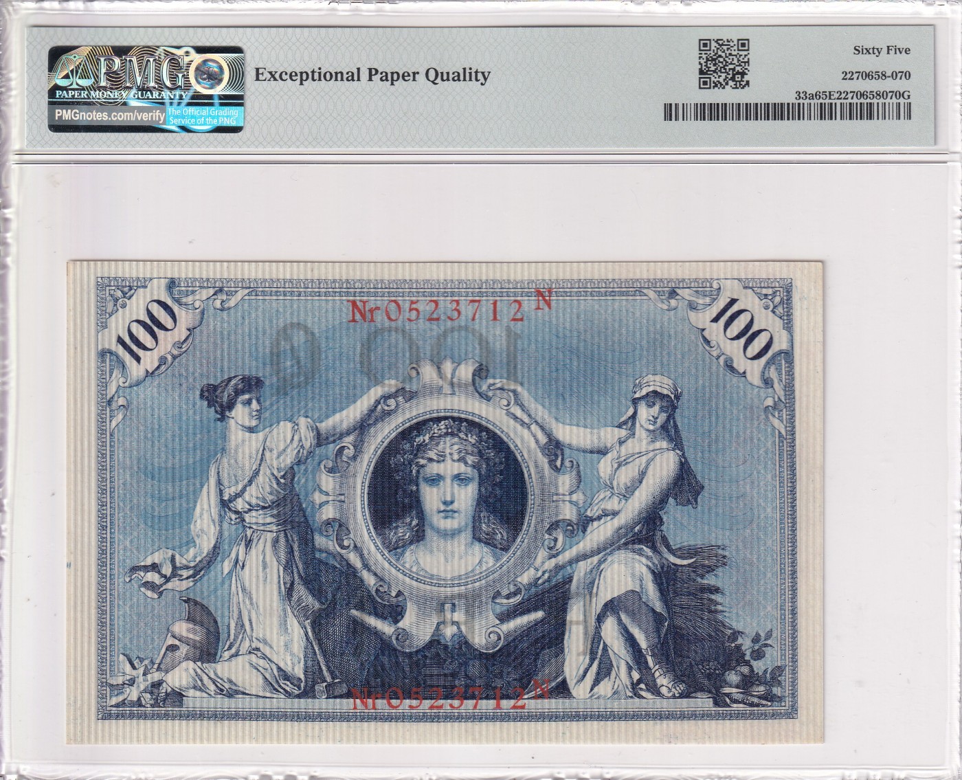 乐淘淘纸币精选 第20期  【0523712N】德国1908年纸币 100马克 百年老钞 PMG65EPQ
