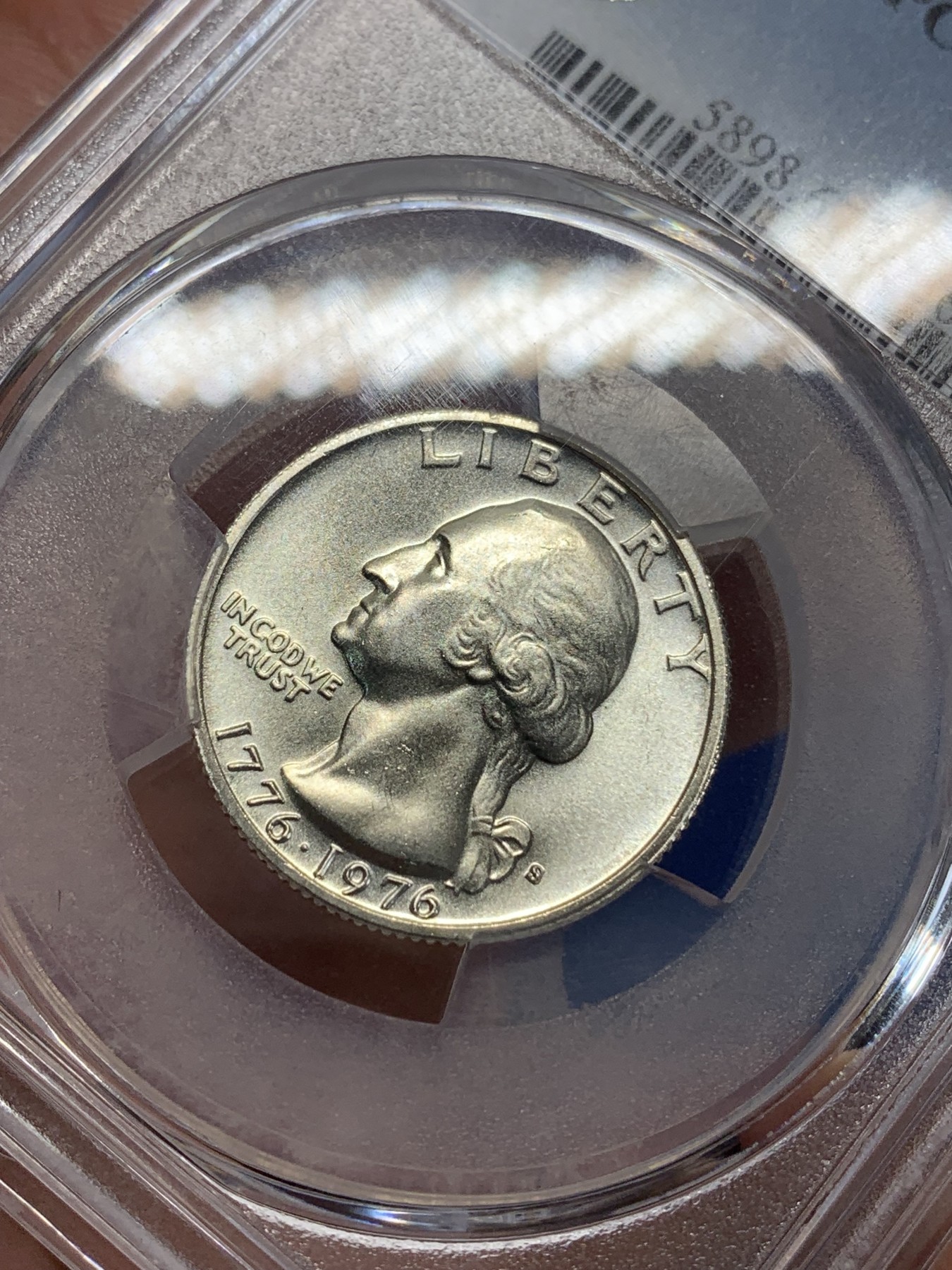 《竞宝斋》第198场-周日，周一 2场 (全场包邮) PCGS MS67 美国1976年25美分银币 高分好品