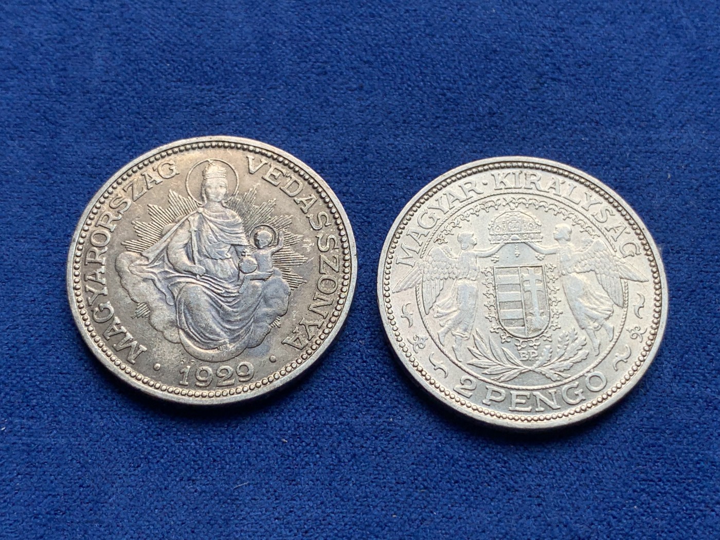 《竞宝斋》第198场-周日，周一 2场 (全场包邮) 匈牙利1929年、1938年圣母抱婴2潘哥银币一对