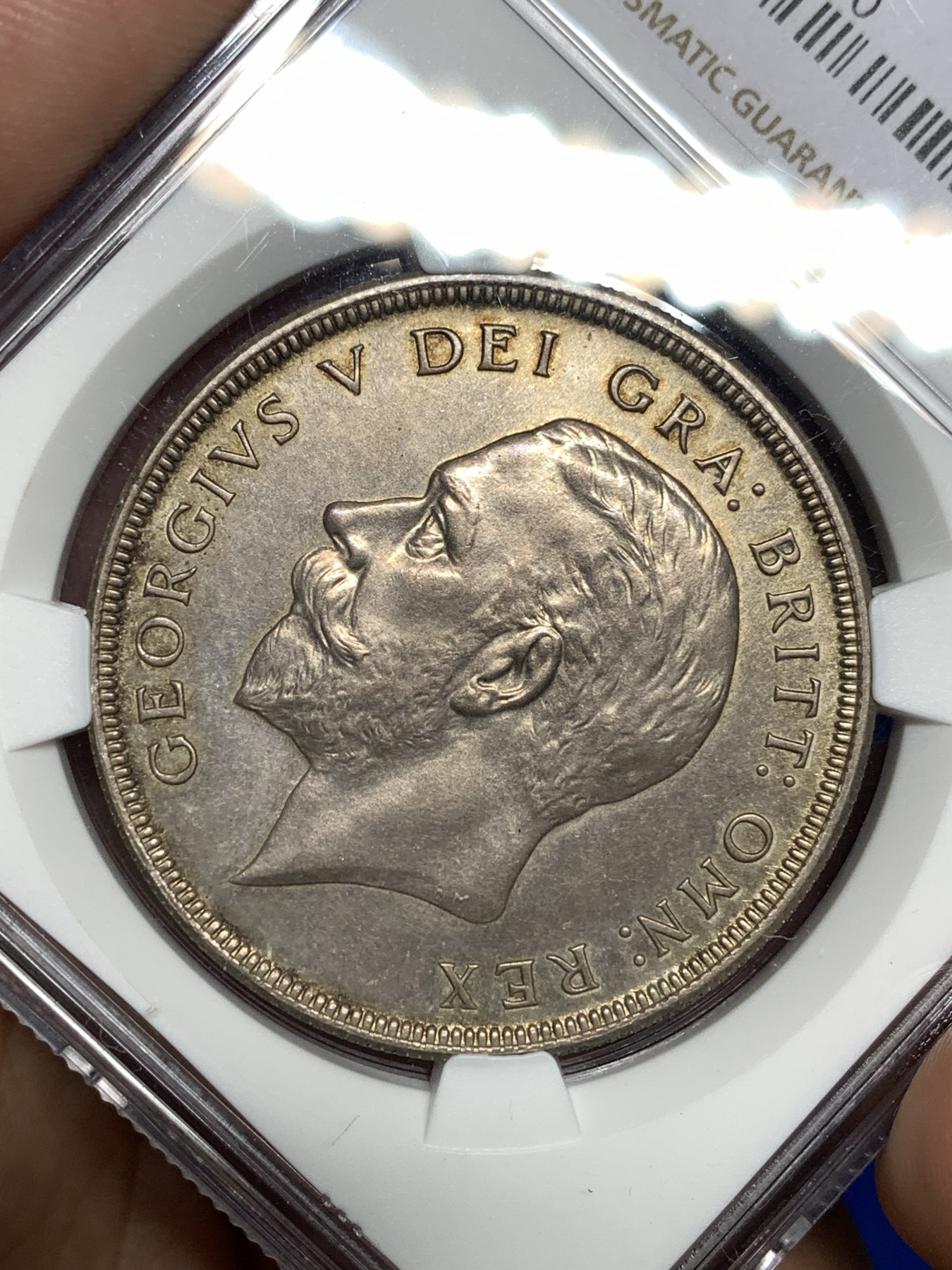 《竞宝斋》第198场-周日，周一 2场 (全场包邮) NGC PR65 英国 1927乔治五世 精致版 花冠克朗 大银币 顶级分数 然后灰包浆 非常好