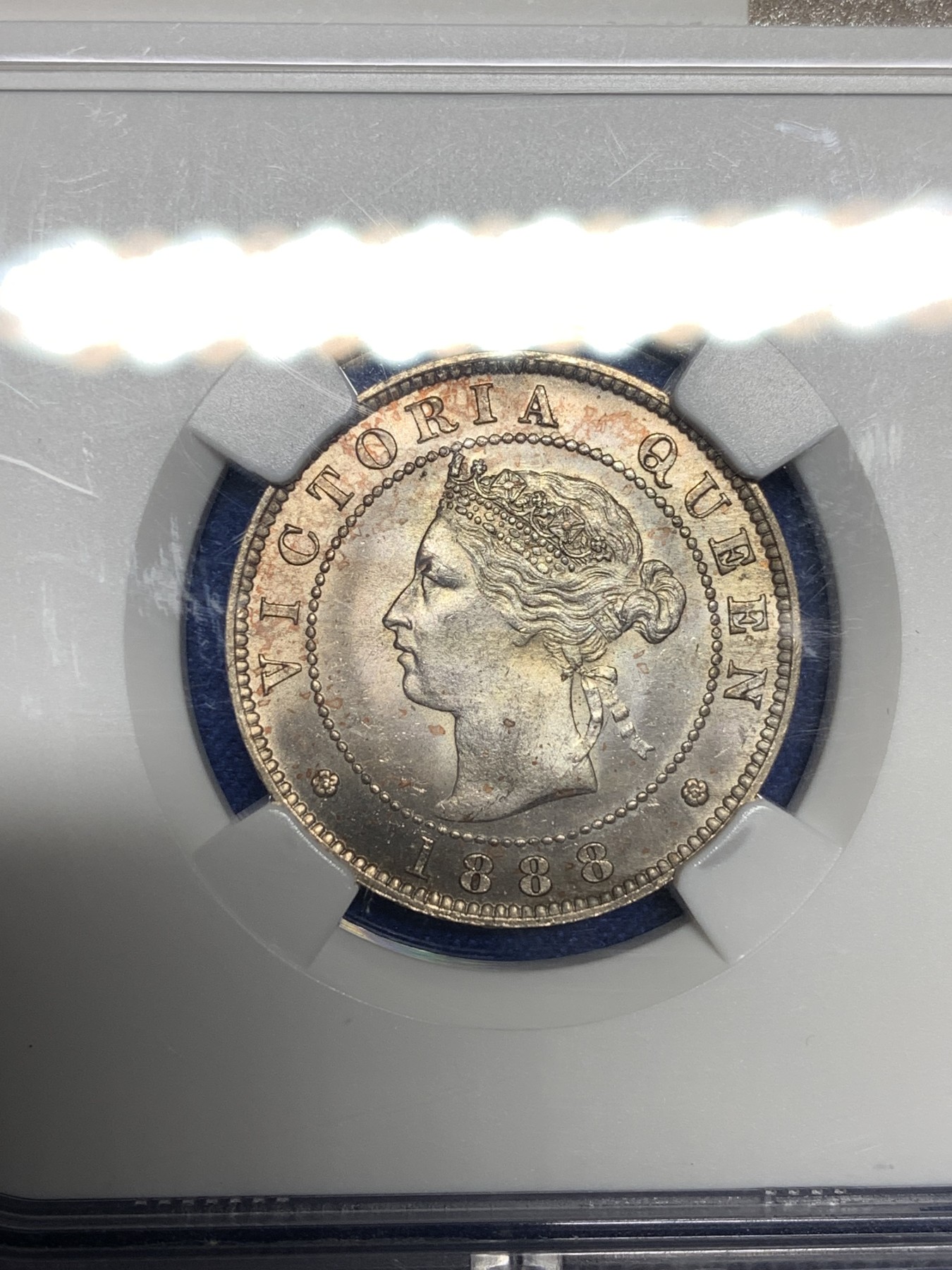 《竞宝斋》第198场-周日，周一 2场 (全场包邮) NGC-MS64 高分 牙买加1888年半便士铜镍币 转光好品