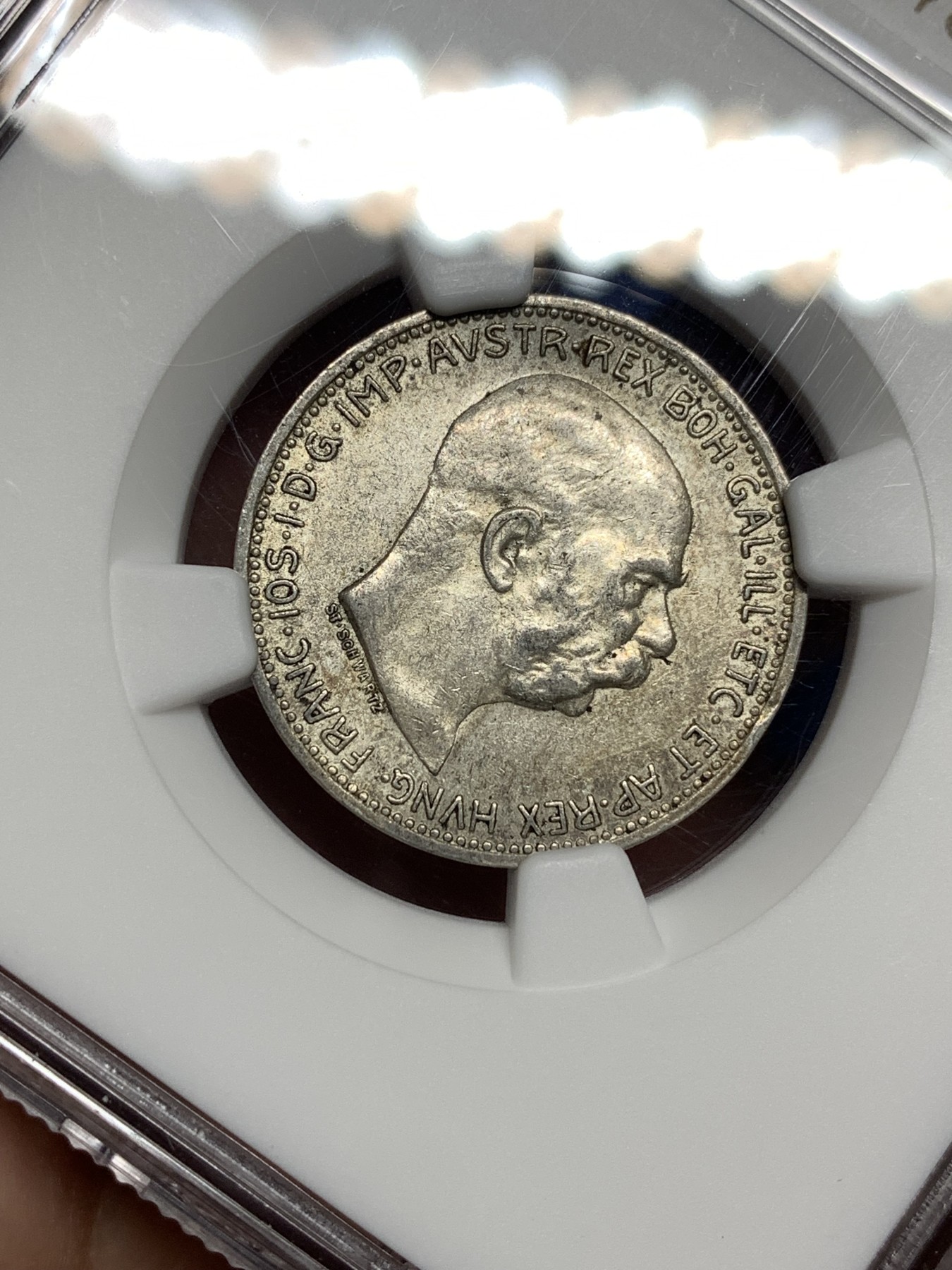 《竞宝斋》第198场-周日，周一 2场 (全场包邮) NGC-AU58 奥地利1914年1克朗银币，1914年好品比15，16年少多了。