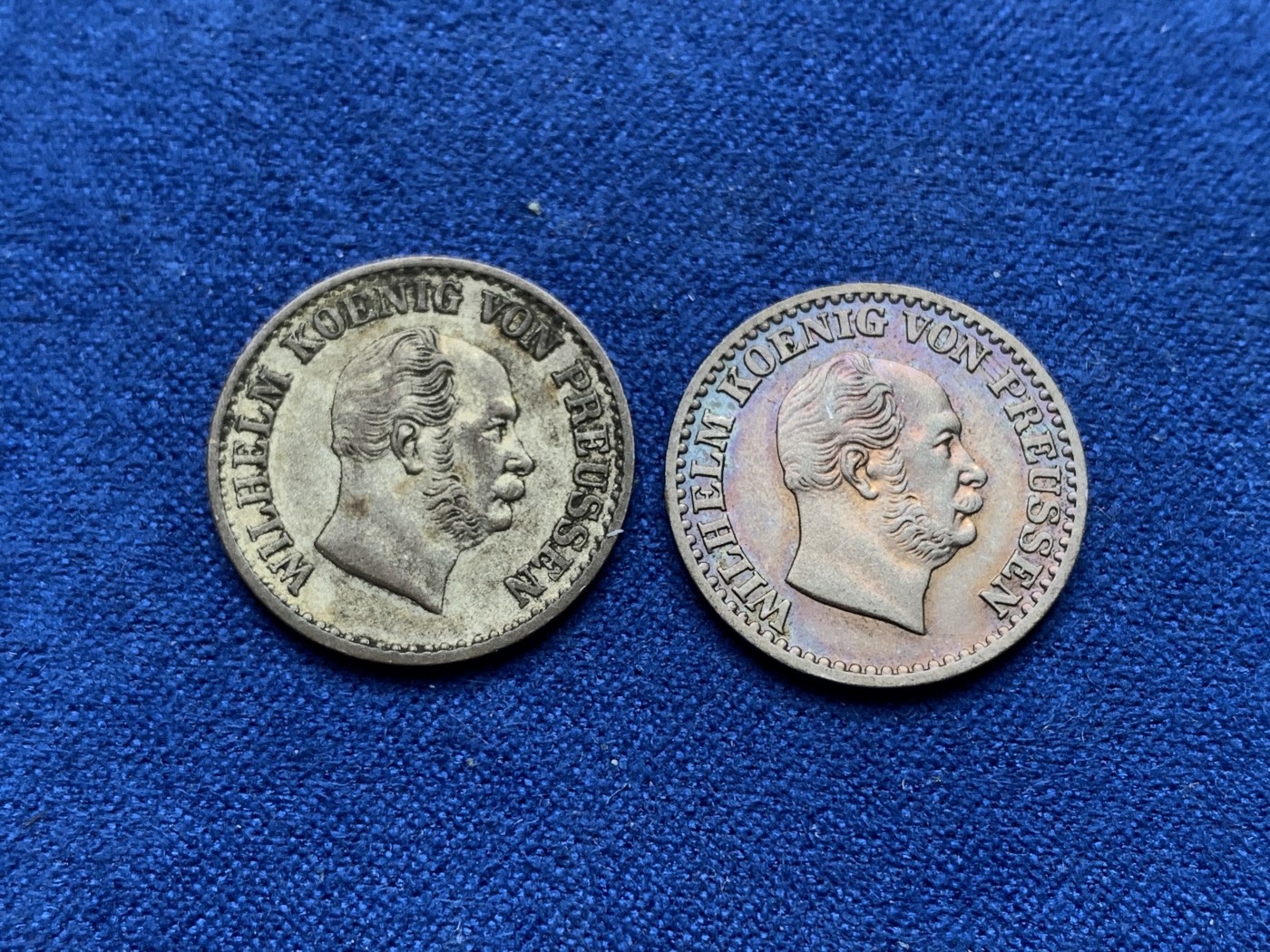 《竞宝斋》第198场-周日，周一 2场 (全场包邮) 两枚一组 德国普鲁士 1870年 1格罗申 银币