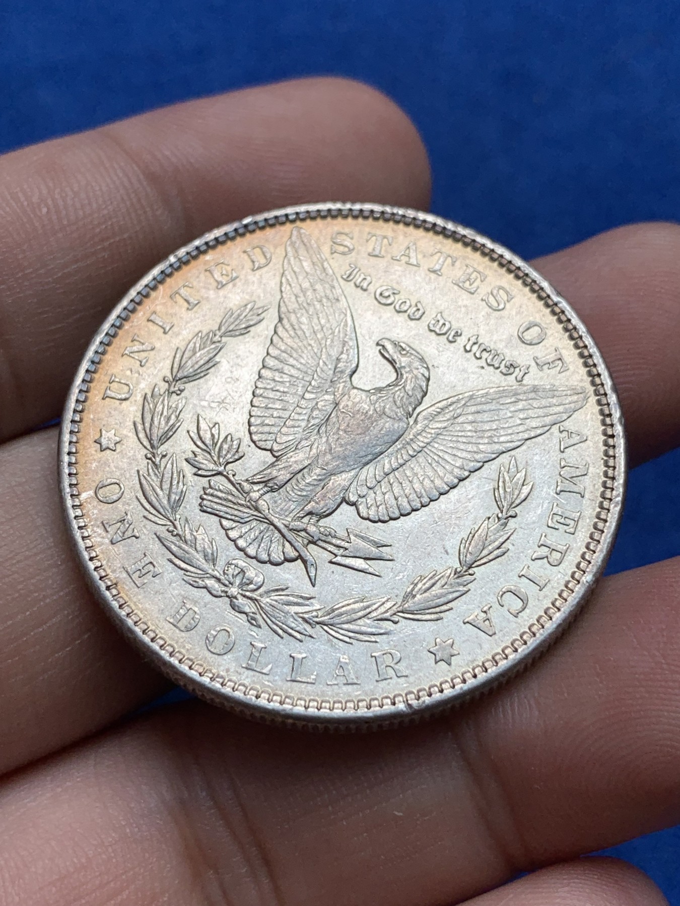 《竞宝斋》第198场-周日，周一 2场 (全场包邮) 1879年美国摩根银元 带光好品 淡彩