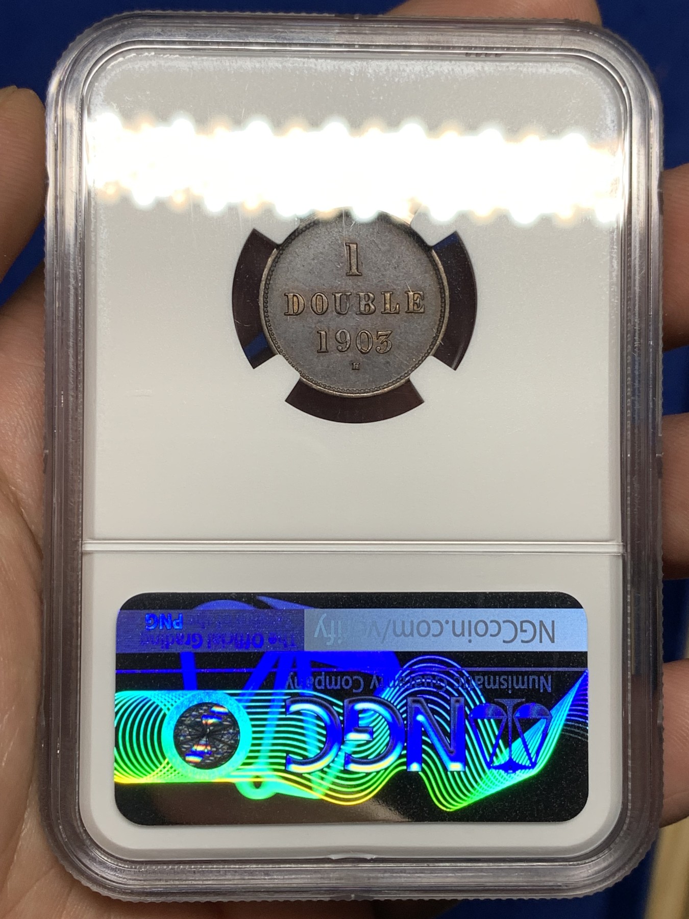 《竞宝斋》第198场-周日，周一 2场 (全场包邮) NGC-AU58BN 1903年根西爱德华七世1D铜币，品相精美，保存不易。