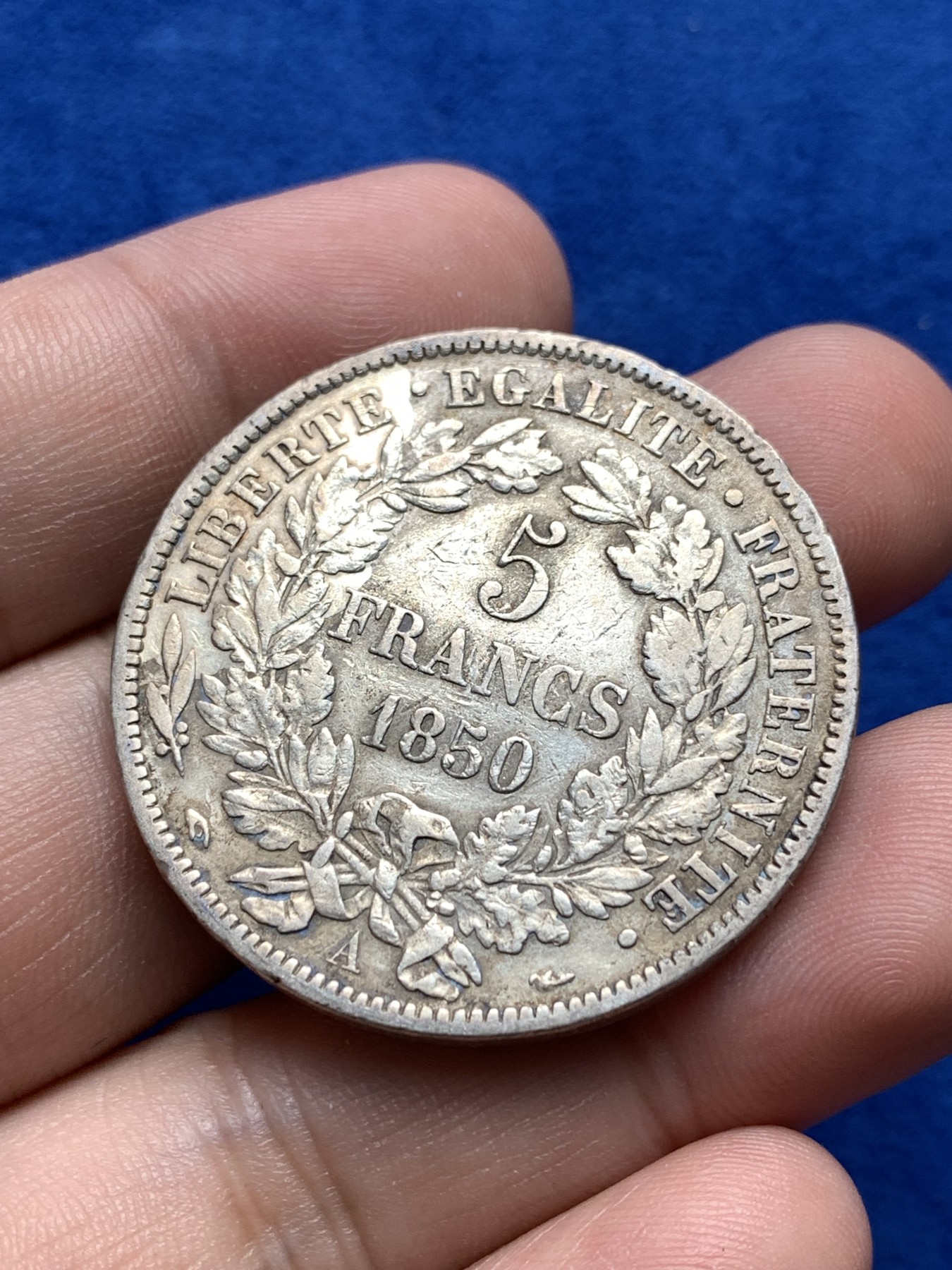 《竞宝斋》第198场-周日，周一 2场 (全场包邮) 法国 1850年谷物女神5法郎银币