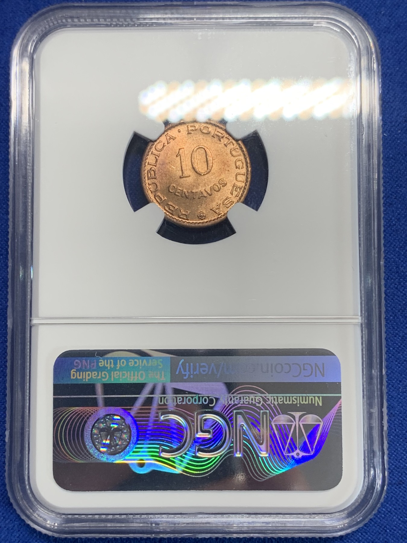 《竞宝斋》第198场-周日，周一 2场 (全场包邮) NGC MS65RB 葡属印度1959年10分铜币 高分强光好品