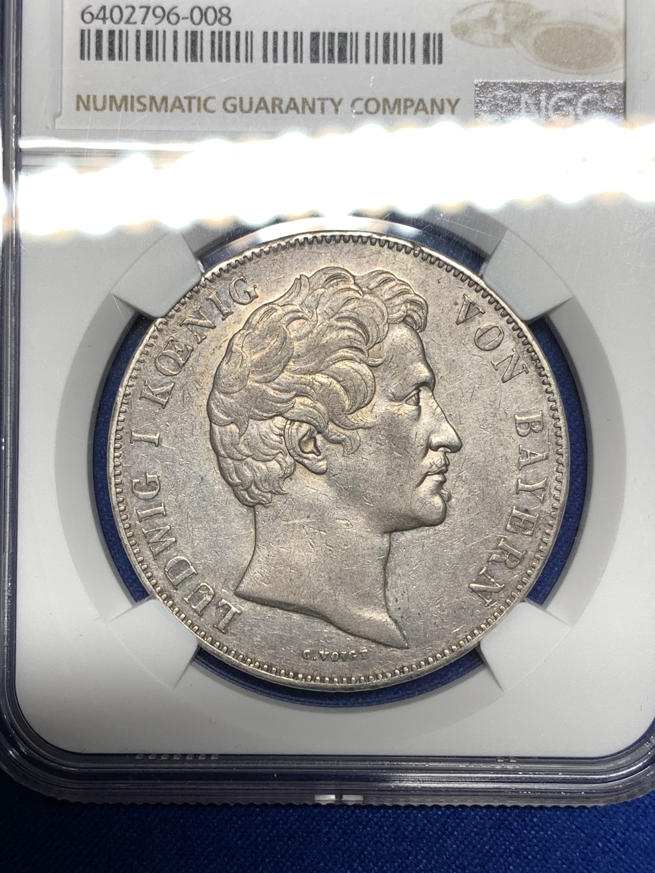 《竞宝斋》第198场-周日，周一 2场 (全场包邮) NGC AU55 德国 巴伐利亚 1845年 路德维希一世 皇孙纪念2泰勒大银币 非常热门的路德维希历史系2泰勒大银币 少见品种