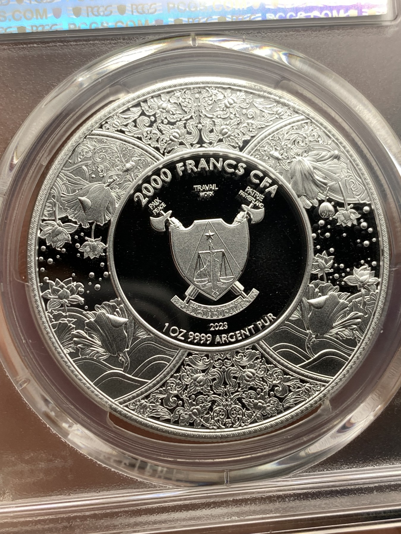 《竞宝斋》第198场-周日，周一 2场 (全场包邮) 冠军分 PCGS PR69DCAM喀麦隆2023年杜尔加女战神1盎司大银币 收藏好品，精制漂亮！