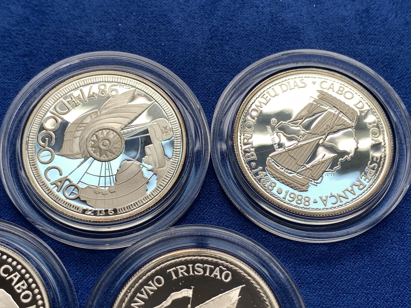 《竞宝斋》第198场-周日，周一 2场 (全场包邮) 原盒证书 葡萄牙1988年 大航海系列第一套 4枚组 100埃斯库多精制大银币 16.5克/枚