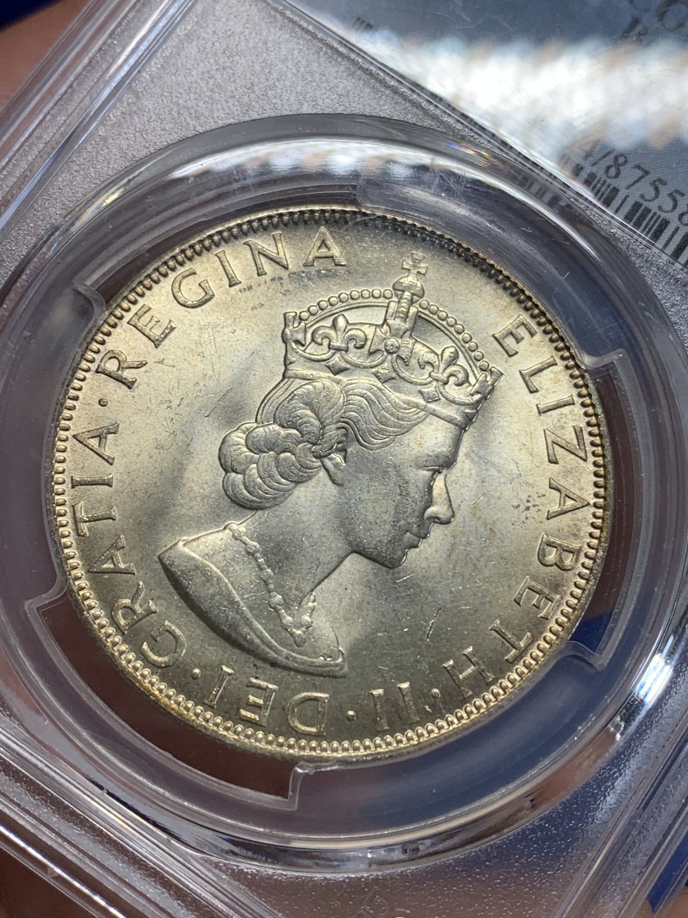 《竞宝斋》第198场-周日，周一 2场 (全场包邮) PCGS-MS64 英属百慕大群岛  1964年1克朗银币，黄油彩包浆