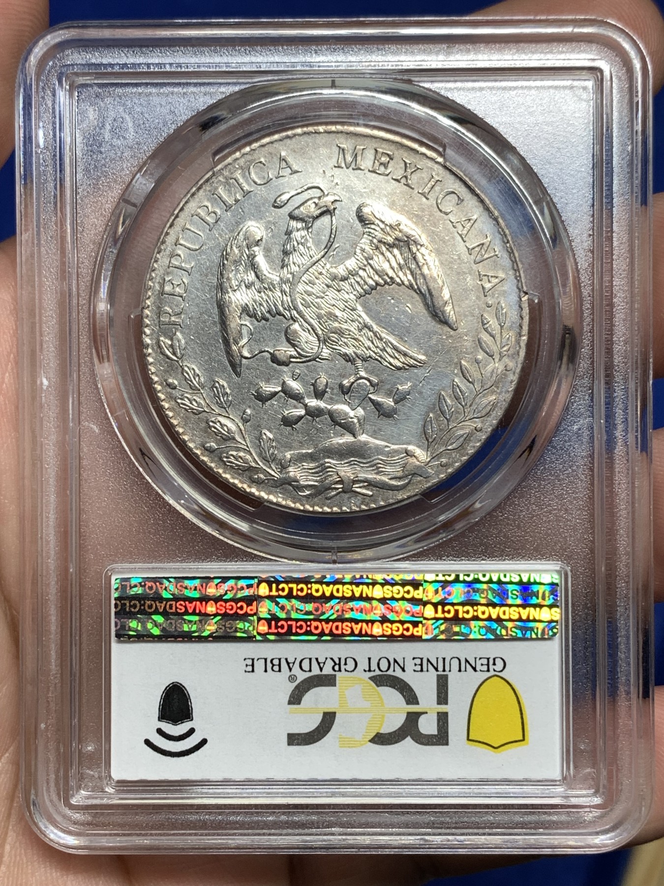 《竞宝斋》第198场-周日，周一 2场 (全场包邮) PCGS UNC 墨西哥1893年花边鹰洋8瑞尔银币 状态不错
