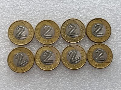 全场一元起拍 世界钱币散币场 第24期 波兰2兹罗提双色币8枚