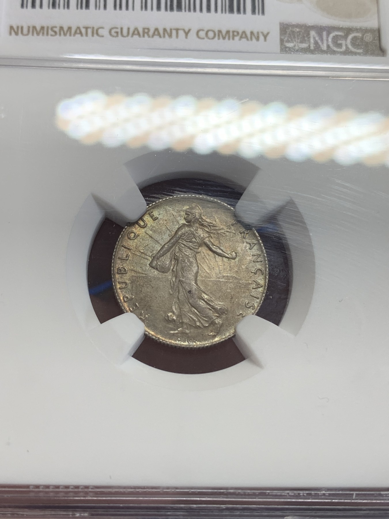 《竞宝斋》第198场-周日，周一 2场 (全场包邮) NGC MS63 法国1914年播种女神50分银币