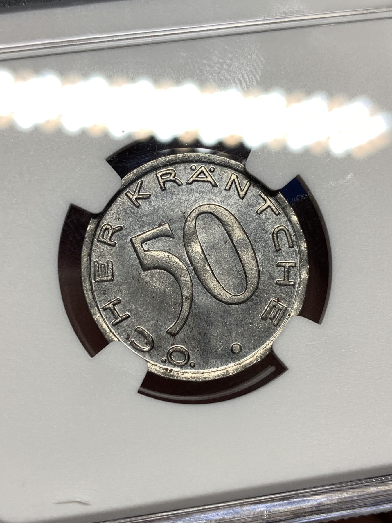 《竞宝斋》第198场-周日，周一 2场 (全场包邮) NGC MS63  1920年德国德紧亚琛鹰头50芬尼铁币 铁币保存不易 非常难得的品相