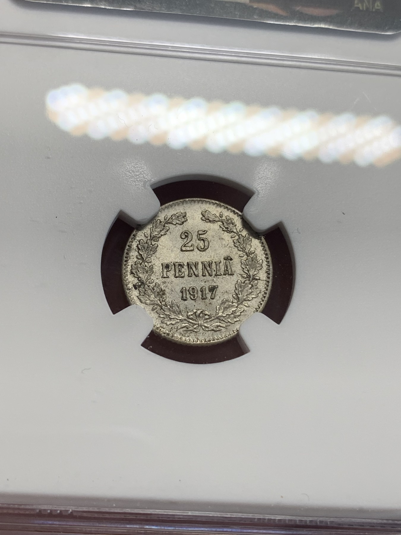 《竞宝斋》第198场-周日，周一 2场 (全场包邮) NGC MS64 俄占芬兰1917年25芬尼银币