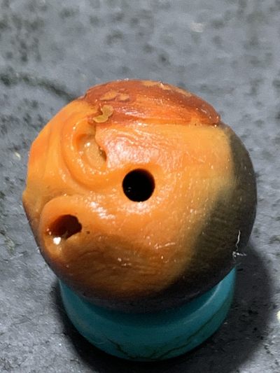 精美亚光冰飘战国红玛瑙手工俏色巧雕惊声尖叫死神随形珠一颗！ 精美亚光冰飘战国红玛瑙手工俏色巧雕惊声尖叫死神随形珠一颗！