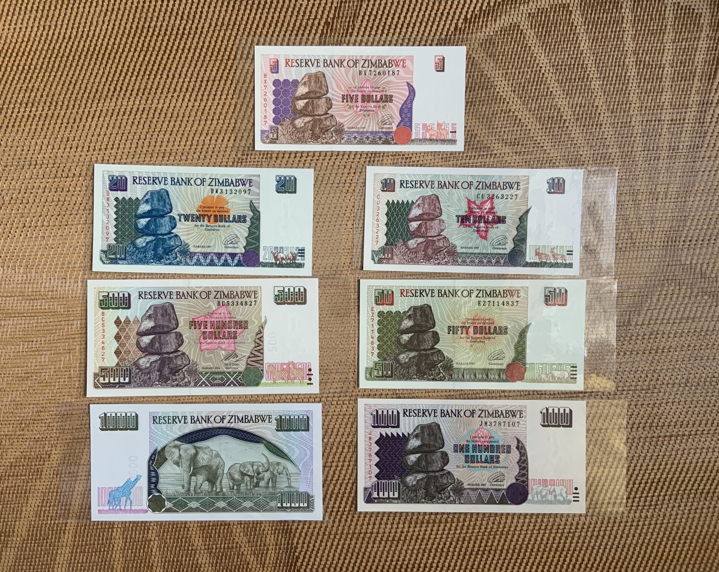收藏联盟Quantum Auction 第290期拍卖  津巴布韦1995年1-1000元 品相全新UNC