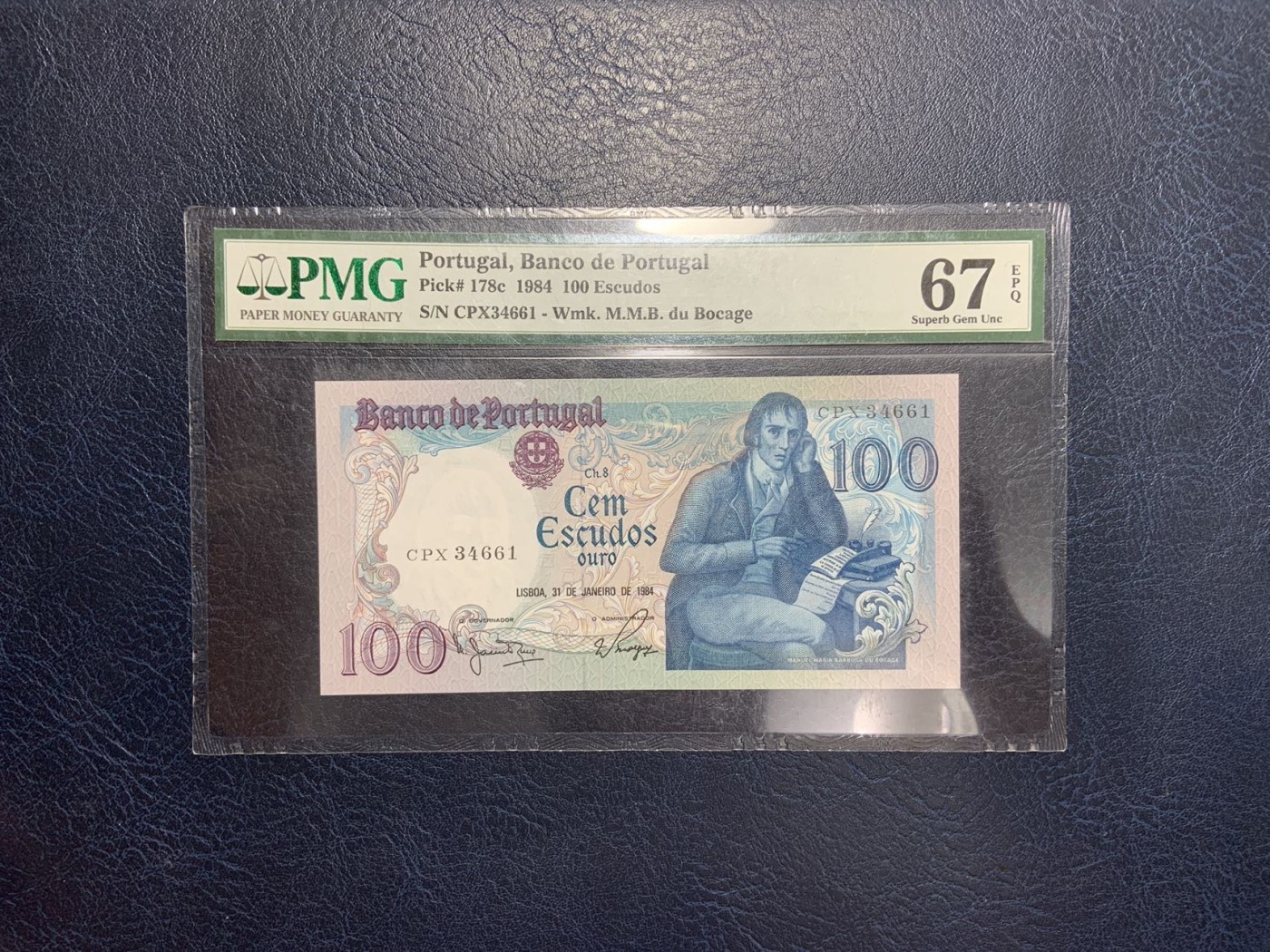 收藏联盟Quantum Auction 第290期拍卖  葡萄牙1984年100埃斯库多 PMG67 