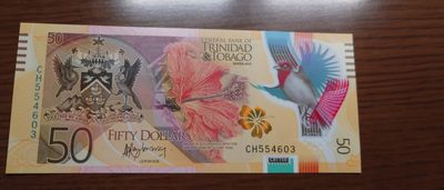 【世界钱币】精选微拍第70期暨2023年第十七期 多款塑料钞裸币超低价起拍 2015年特立尼达和多巴哥50塑料钞 CH首冠全新绝品号码527458