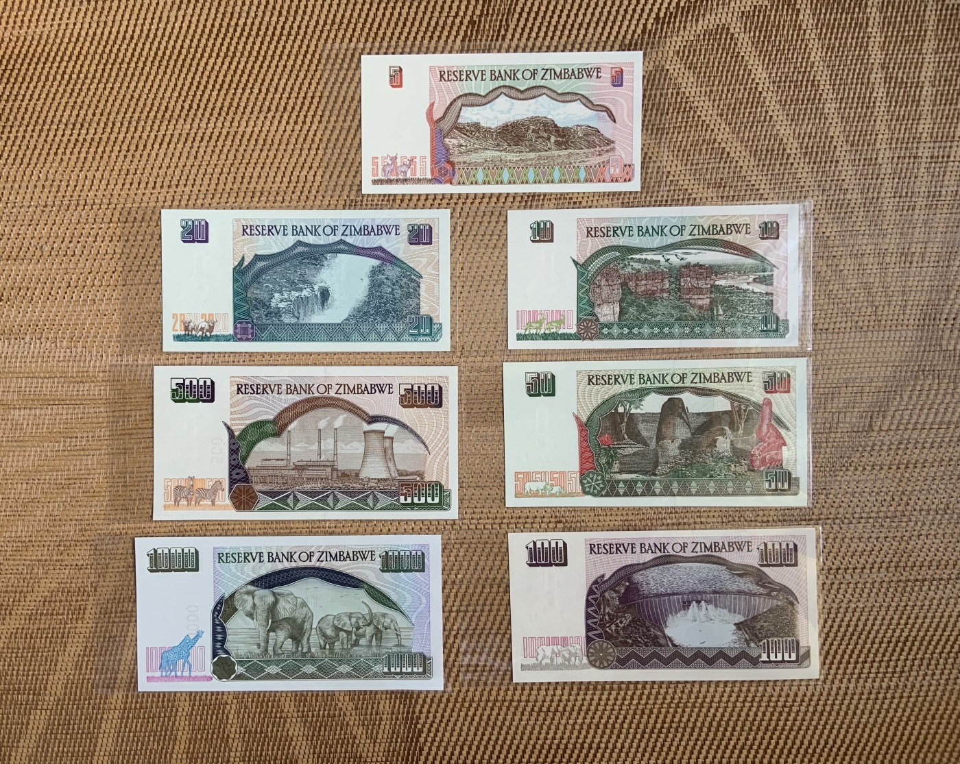 收藏联盟Quantum Auction 第290期拍卖  津巴布韦1995年1-1000元 品相全新UNC