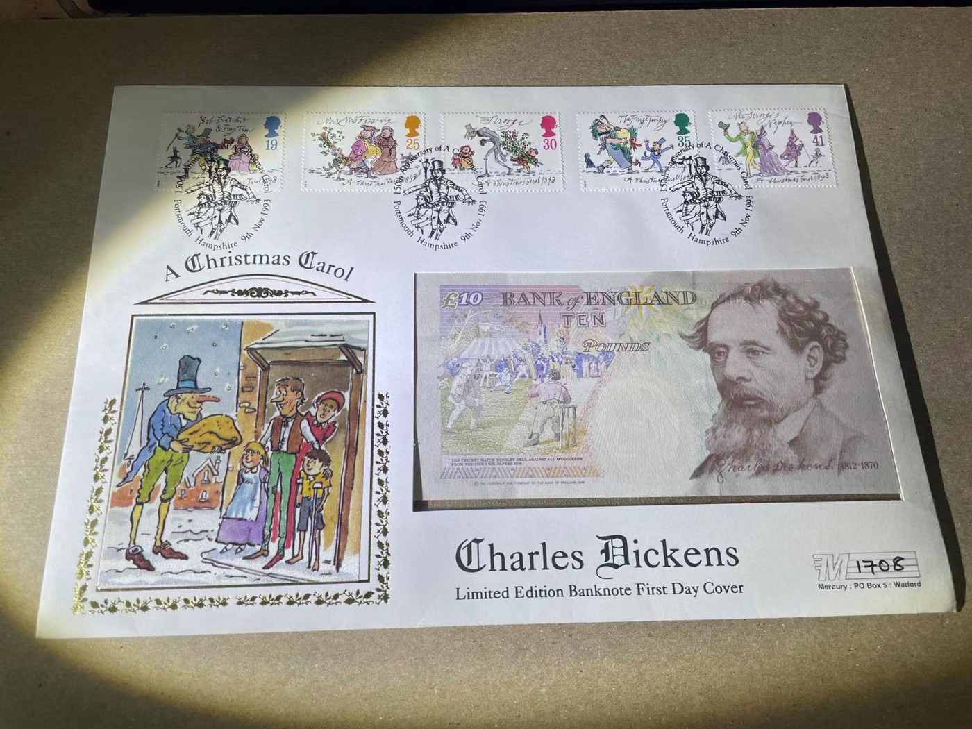 【Blue Auction】✨世界纸币精拍第373期【精】 【无47】英国 邮币册原装 10镑狄更斯 全新UNC 册子状态如图