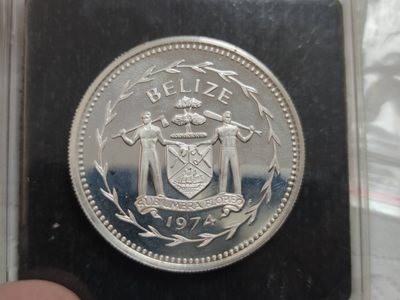 燕姐换藏第59拍 伯利兹1974年精制5元银币