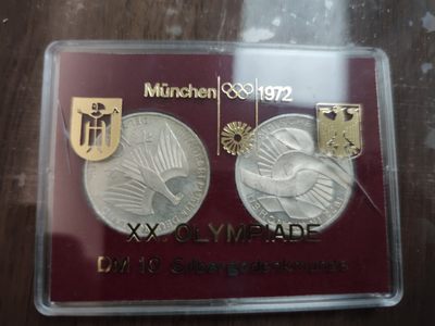 燕姐换藏第59拍 德国1972年慕尼黑奥运会纪念银币十马克两枚