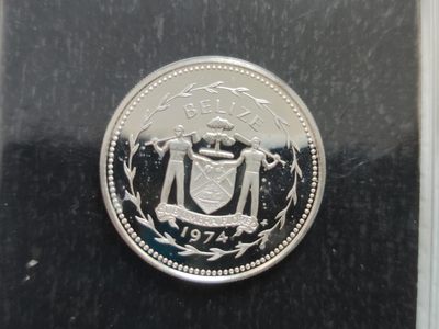 燕姐换藏第59拍 伯利兹1974年精制50分银币