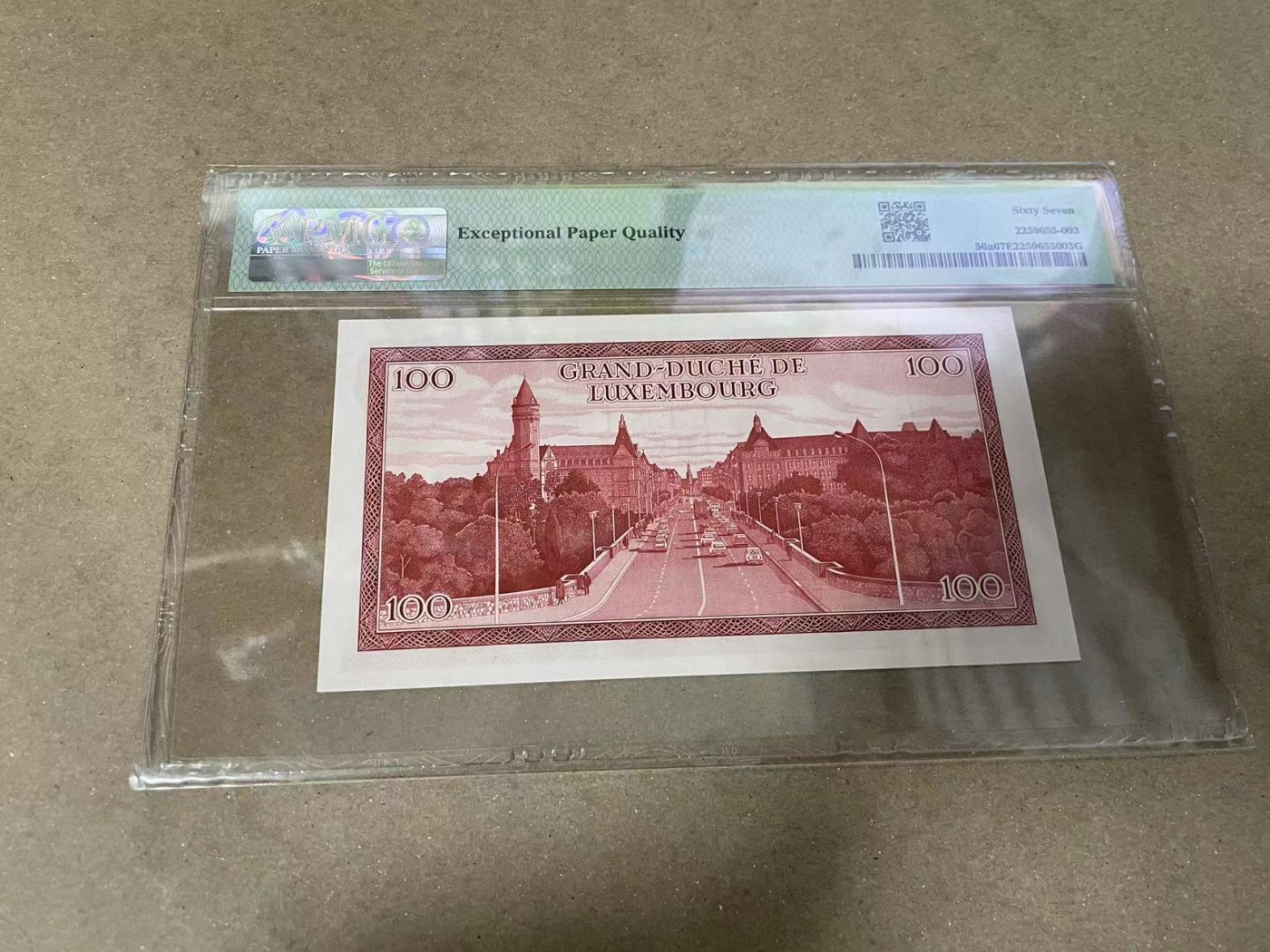 【Blue Auction】✨世界纸币精拍第373期【精】 【无47】卢森堡 1970年100法郎 PMG67EPQ 背面大场景