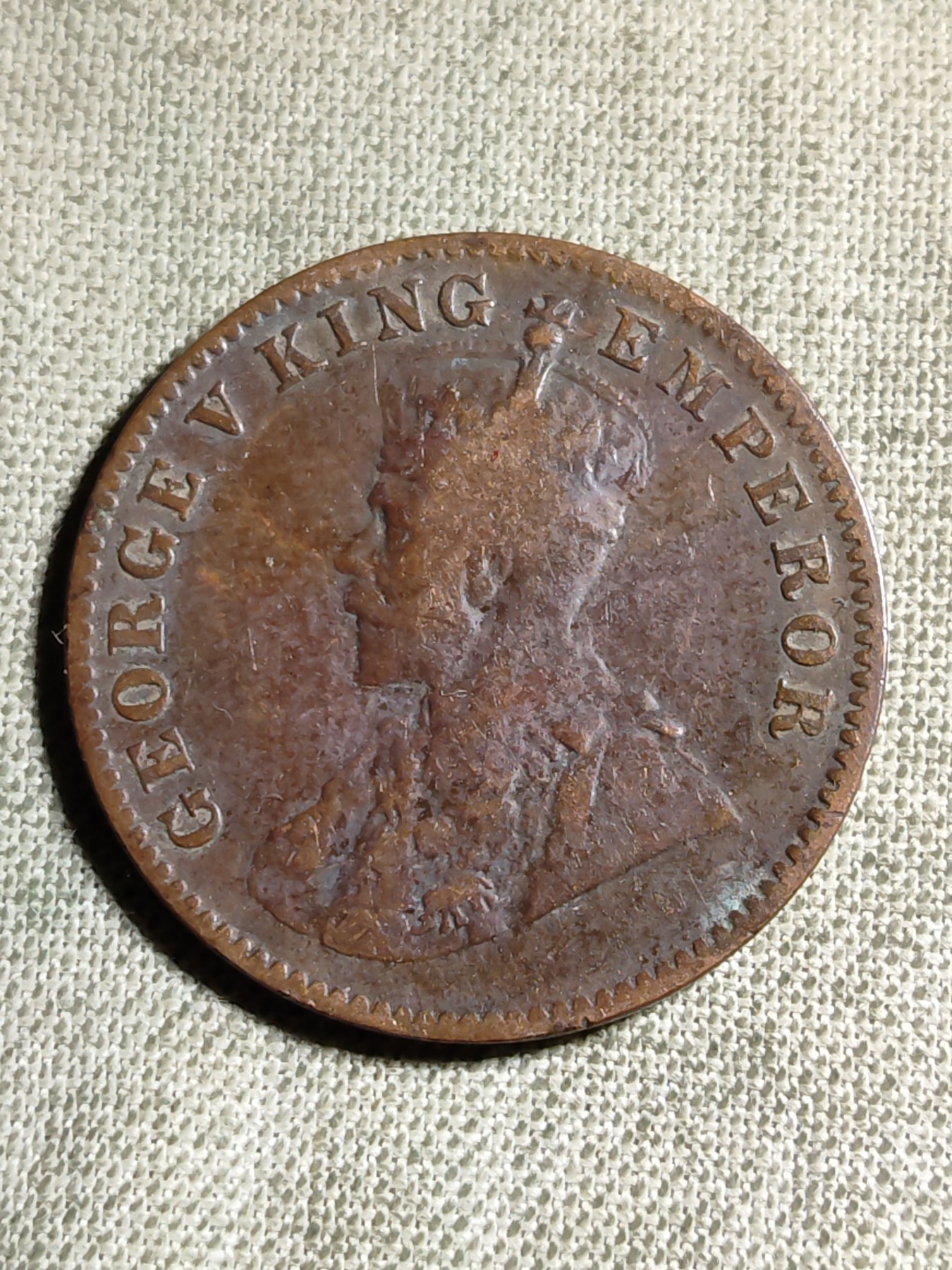 铜币 铜元 古钱币  银币 镍币 纸币 L6 如图 25.3mm 乔治五世 1933年 四分之一安娜铜币 铜元 硬币 