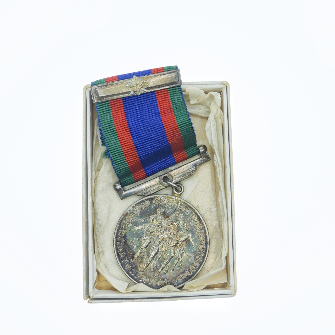 勋章奖章交易所9月23日拍卖 加拿大二战志愿服役奖章，银质原盒带勋条