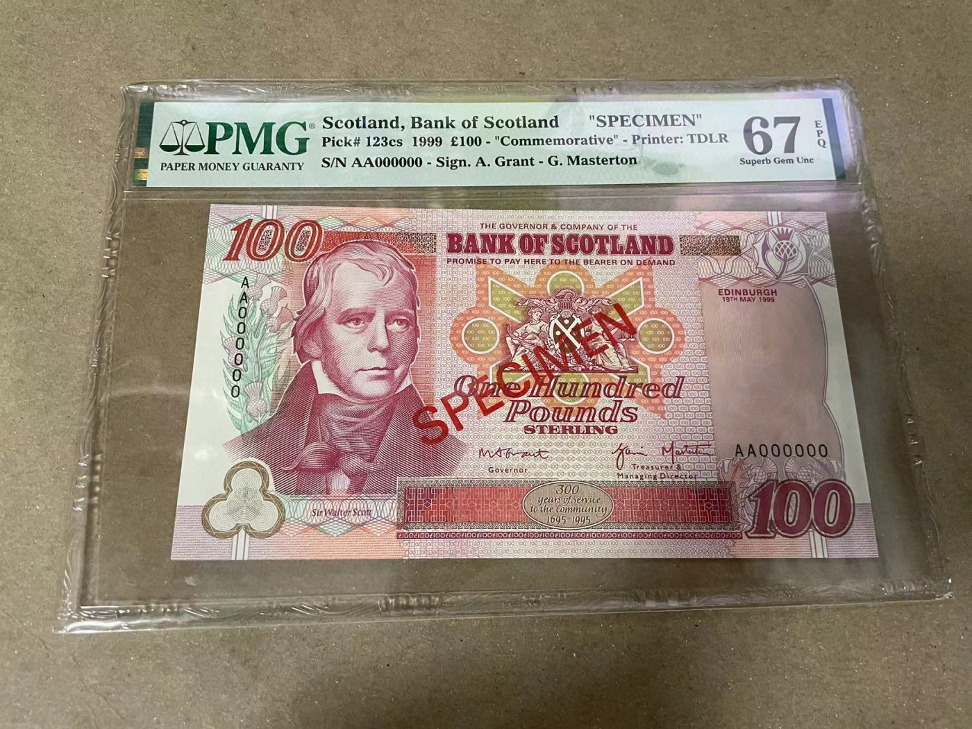 【Blue Auction】✨世界纸币精拍第373期【精】  【样钞】苏格兰 1999年100镑 设计精美 PMG67EPQ 高分