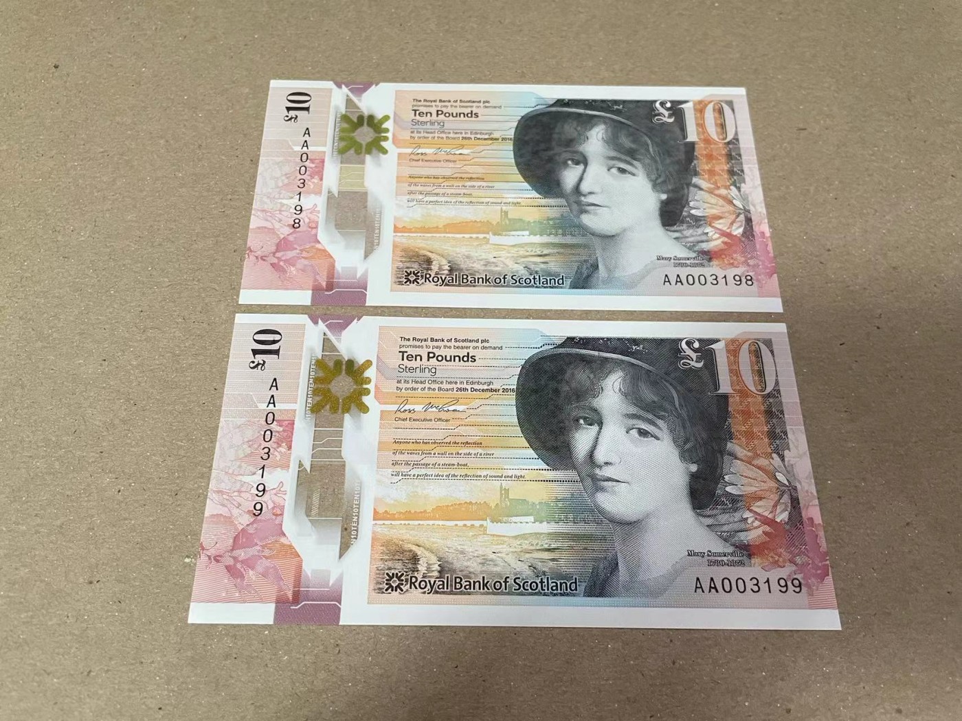 【Blue Auction】✨世界纸币精拍第373期【精】 【一组2张AA冠 千位小号无47】苏格兰 2016年10镑 全新UNC