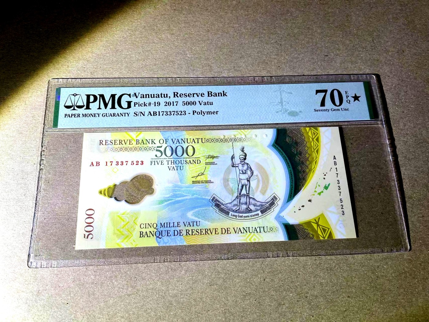 【Blue Auction】✨世界纸币精拍第373期【精】 【满分】瓦努阿图 2017年5000瓦图 PMG70EPQ星星 精美  