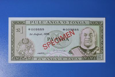 港、澳、台、中外钞、流水签、机签、箱包单、靓号专场第34期 - 汤加1978年1番加 纸钞 稀少样钞 靓号 倒置号 豹子号 009888 UNC一张/如图 