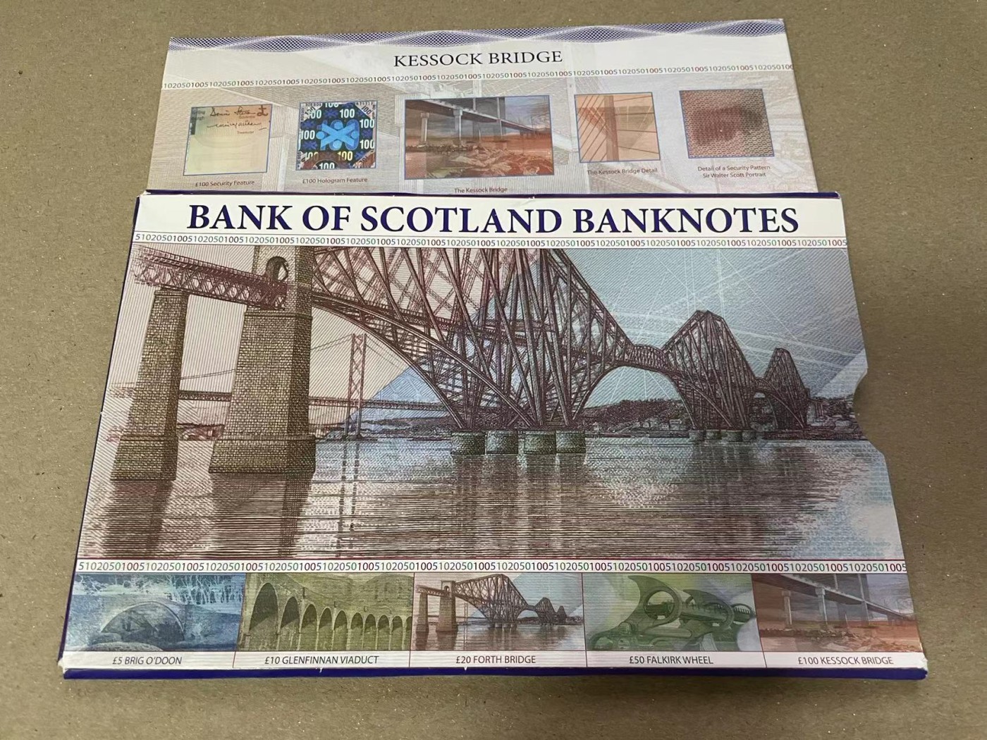 【Blue Auction】✨世界纸币精拍第373期【精】 【原装带册 AA冠326小号一套5张 含获奖钞】苏格兰 2007年5-100镑 UNC（个别有极轻微荧光反应）  