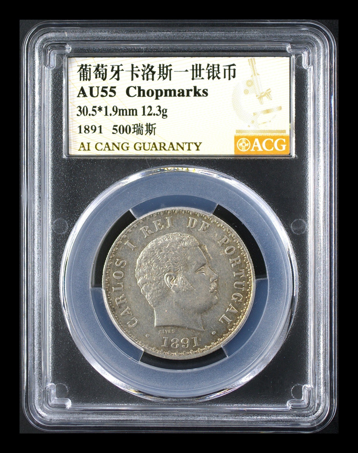 冬天里的玫瑰 1891年卡洛斯一世银币。