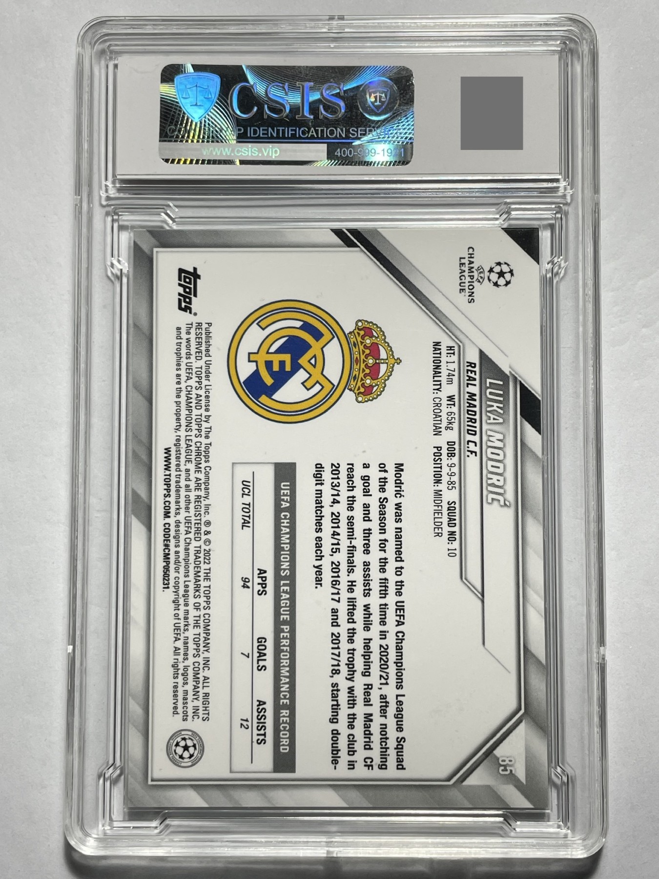 【德藏】·第4期 ·卡牌拍卖 -{ PTCG宝可梦，球星卡 } 全场包邮 2022 Topps 欧冠 皇家马德里 莫德里奇 CSIS 9