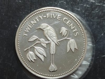 燕姐换藏第59拍 伯利兹1974年精制25分银币