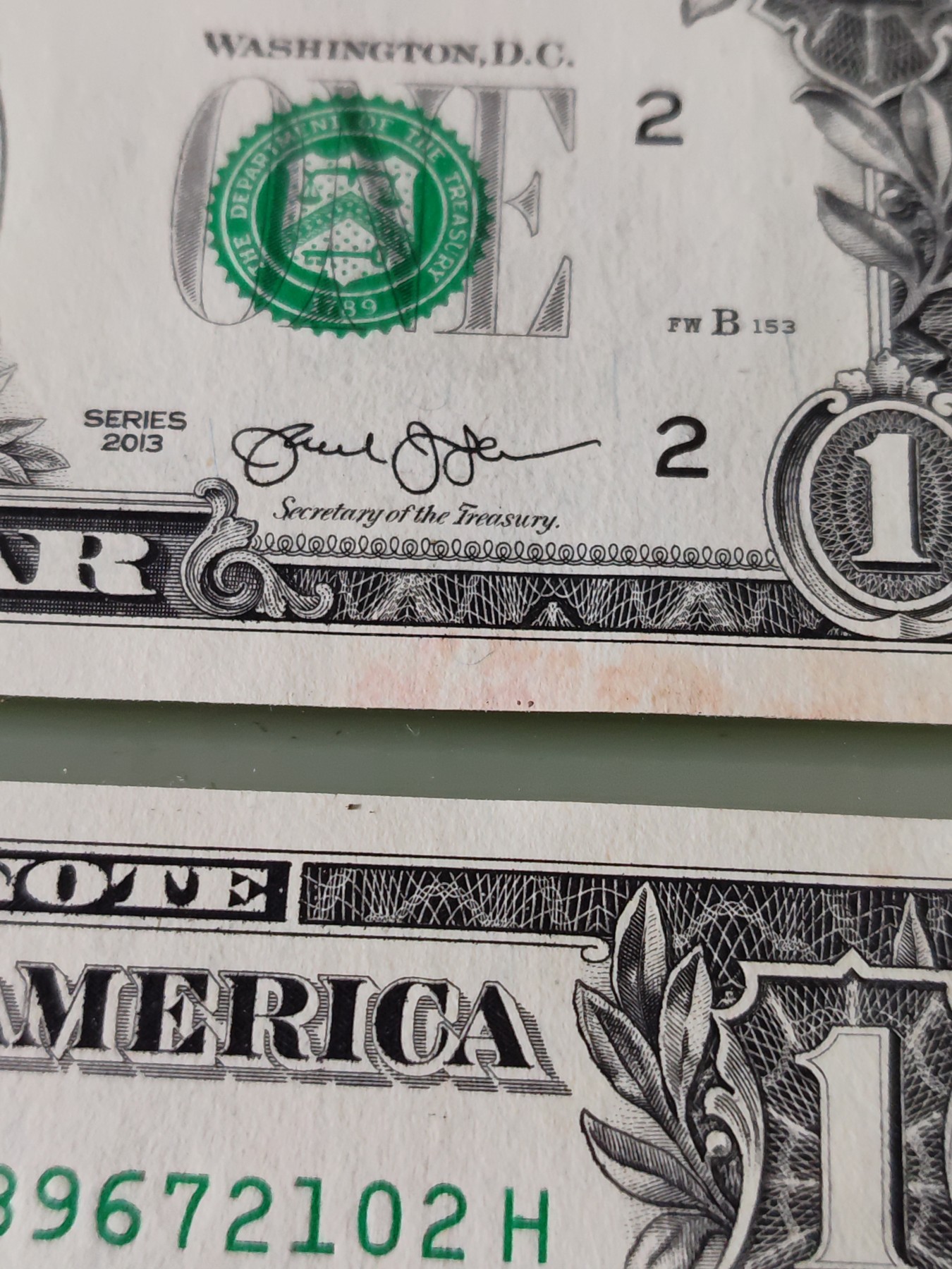 铜币 铜元 古钱币  银币 镍币 纸币 L9 如图  5张连号 美国2013年 B版 纸币 1圆纸钞