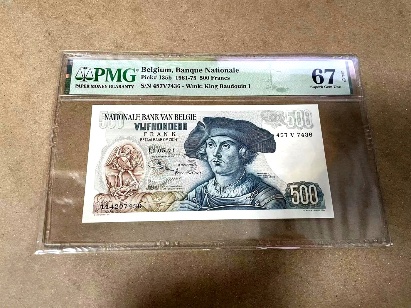 【Blue Auction】✨世界纸币精拍第373期【精】 比利时 1971年500法郎 黑寡妇 PMG67EPQ 高分