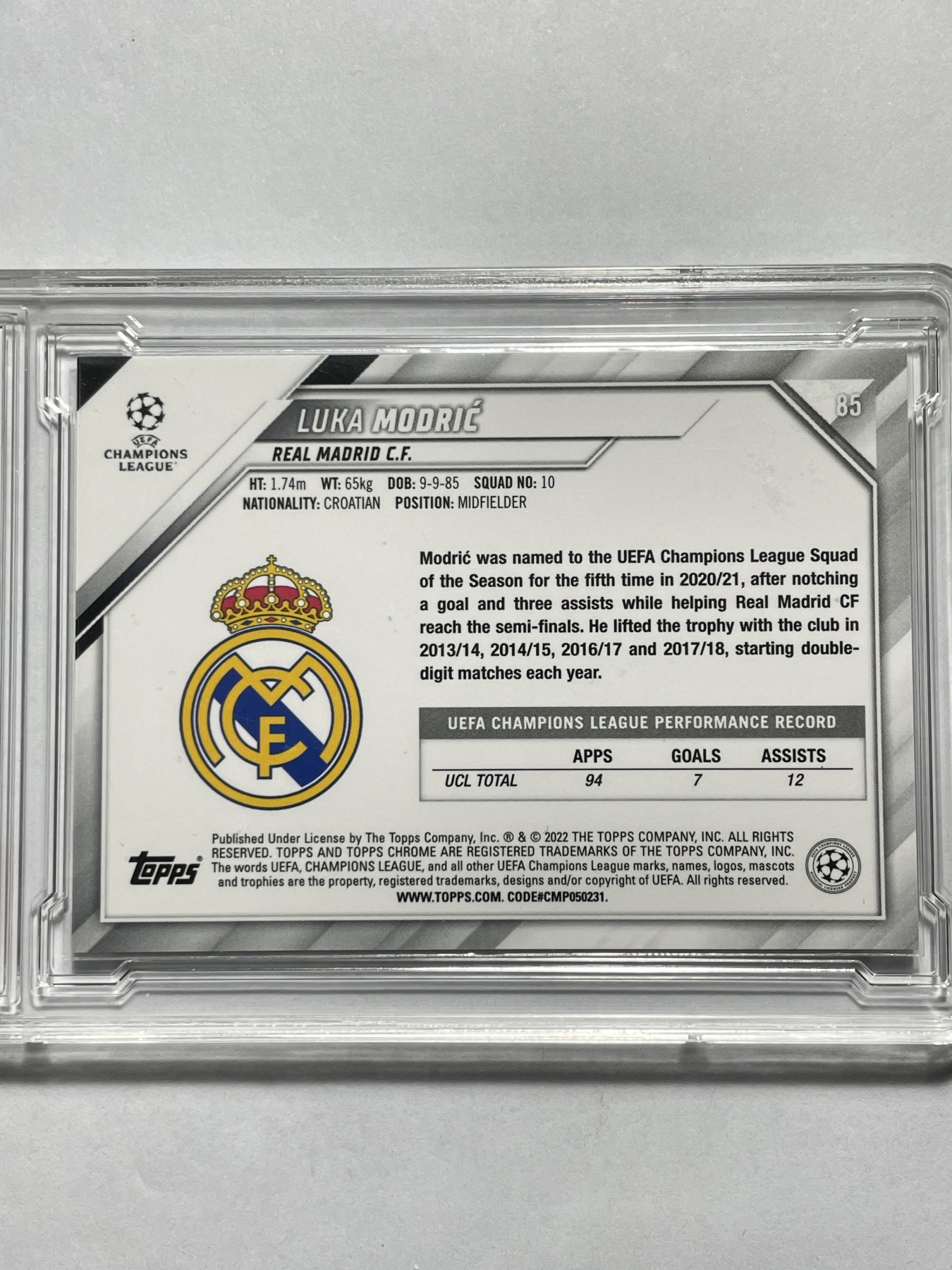 【德藏】·第4期 ·卡牌拍卖 -{ PTCG宝可梦，球星卡 } 全场包邮 2022 Topps 欧冠 皇家马德里 莫德里奇 CSIS 9