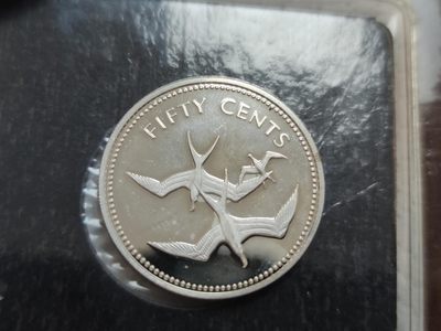 燕姐换藏第59拍 伯利兹1974年精制50分银币