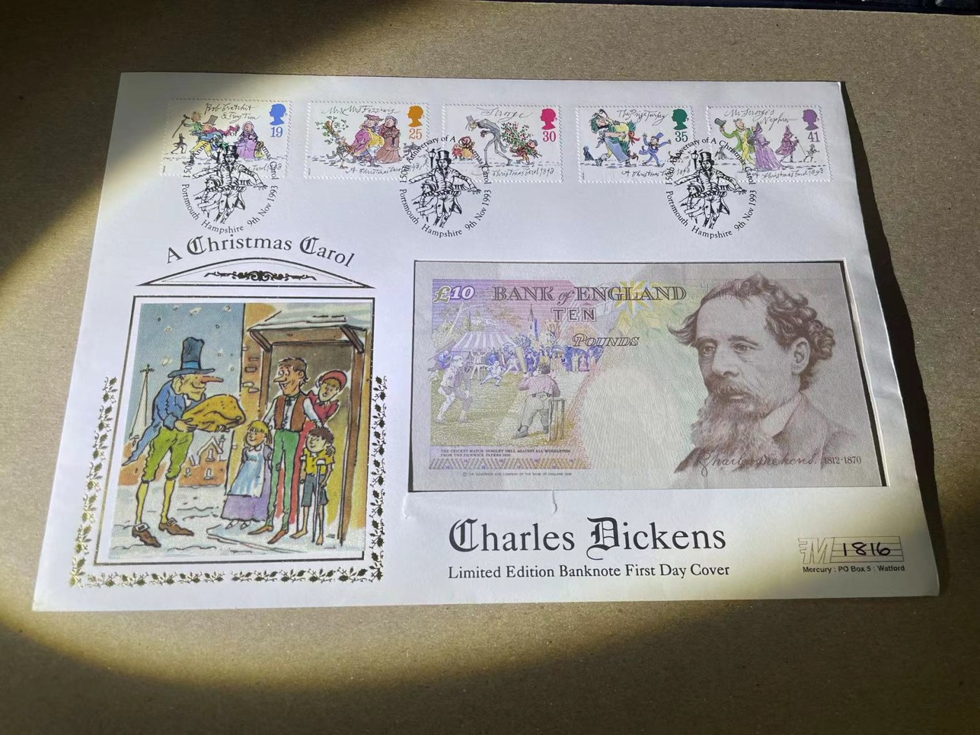 【Blue Auction】✨世界纸币精拍第373期【精】 【无47】英国 邮币册原装 10镑狄更斯 全新UNC 册子状态如图