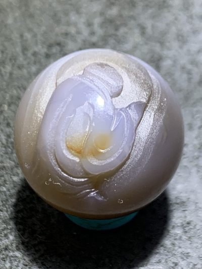 精美亚光高玉化巴西玛瑙手工俏色巧雕无相佛2.0圆珠一个！ - 精美亚光高玉化巴西玛瑙手工俏色巧雕无相佛2.0圆珠一个！