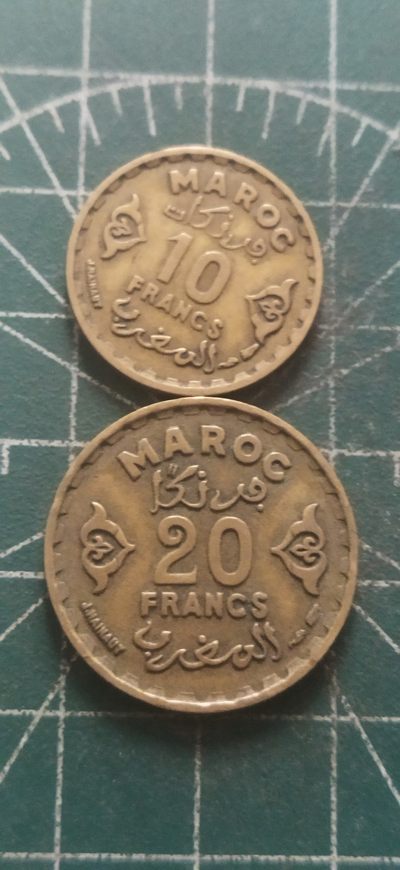 外国硬币初藏散币银币第二场。 - 法属摩洛哥铜币两枚。