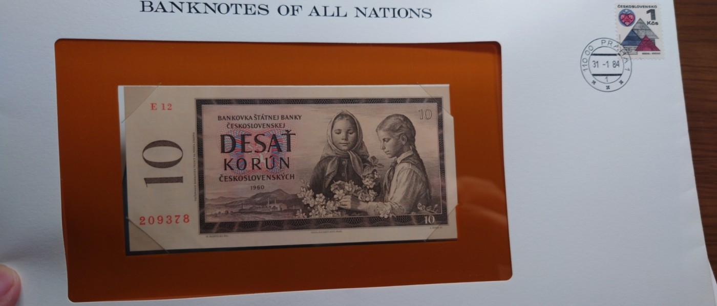 陆续更新【世界钱币】精选微拍第73期暨2023年第二十期 全新纸质裸钞低价起拍(第二场) 1960年捷克斯洛伐克10克朗 富兰克林邮币封 全新