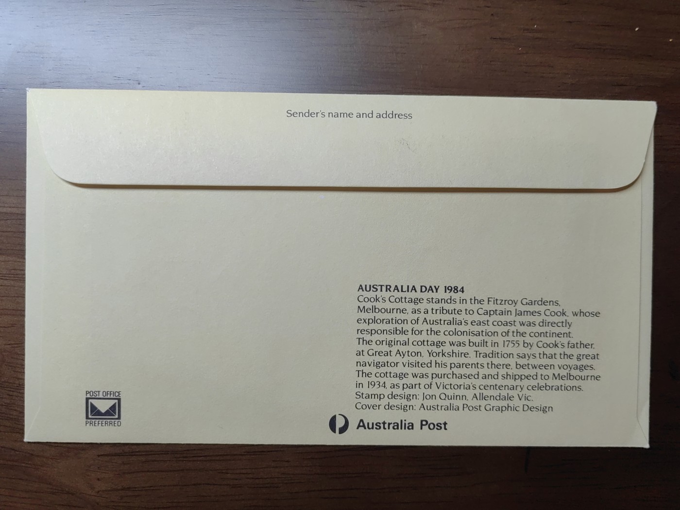 多国精美纪念封＆首日封第⑩场（0元起拍来捡漏） 澳大利亚首日封 1984澳大利亚日